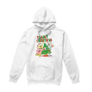 SpongeBob SquarePants Mens Decorating Christmas Tree Hoodie / White